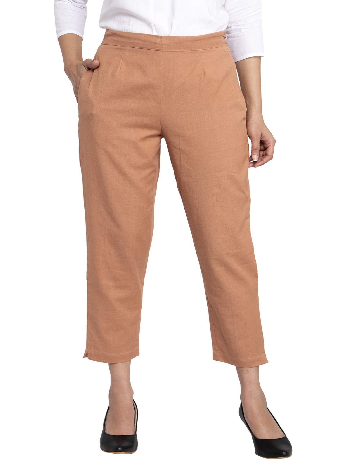 Brown Smart Fit Peg Trousers-image-6