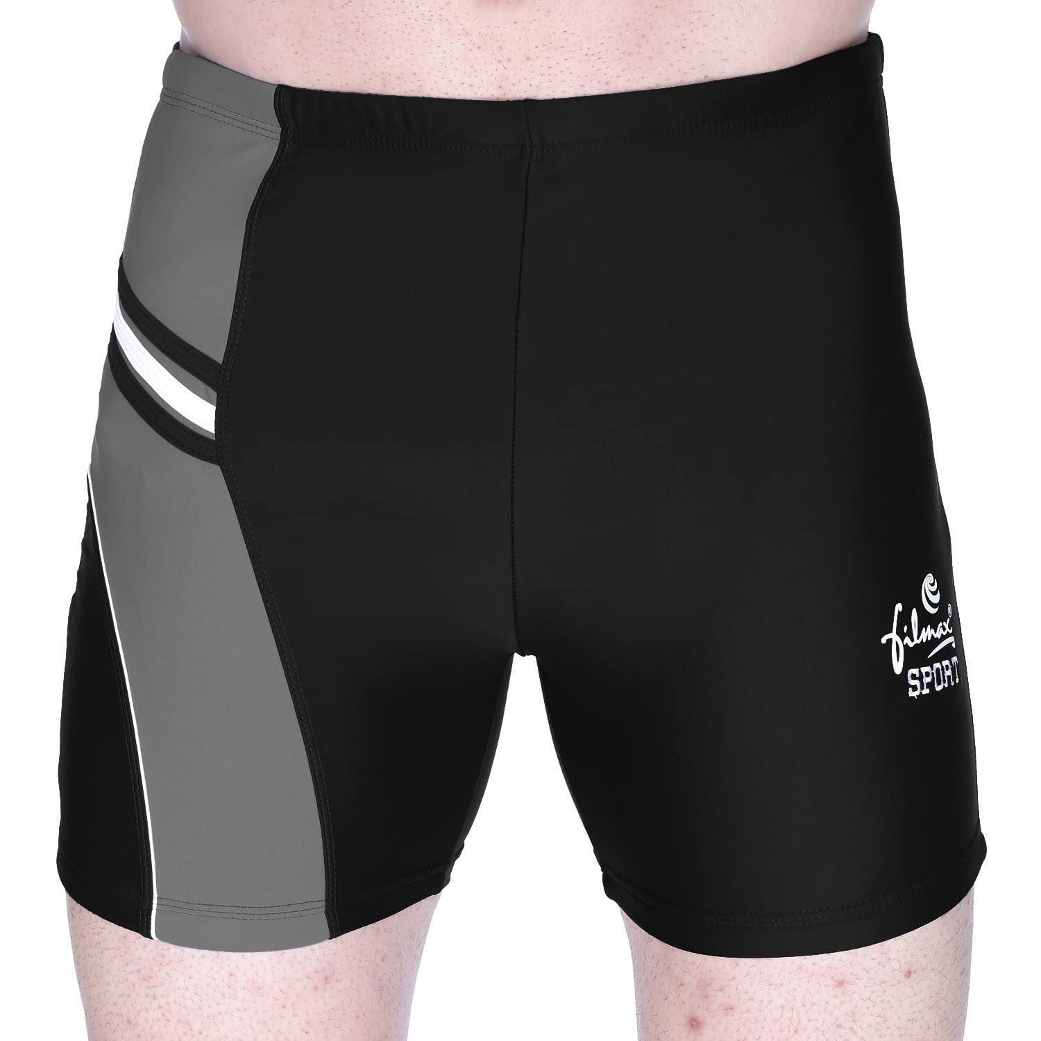 FILMAX® Originals Swimwear Essential Aquashort for Men (Black & Grey_4XL) 4
