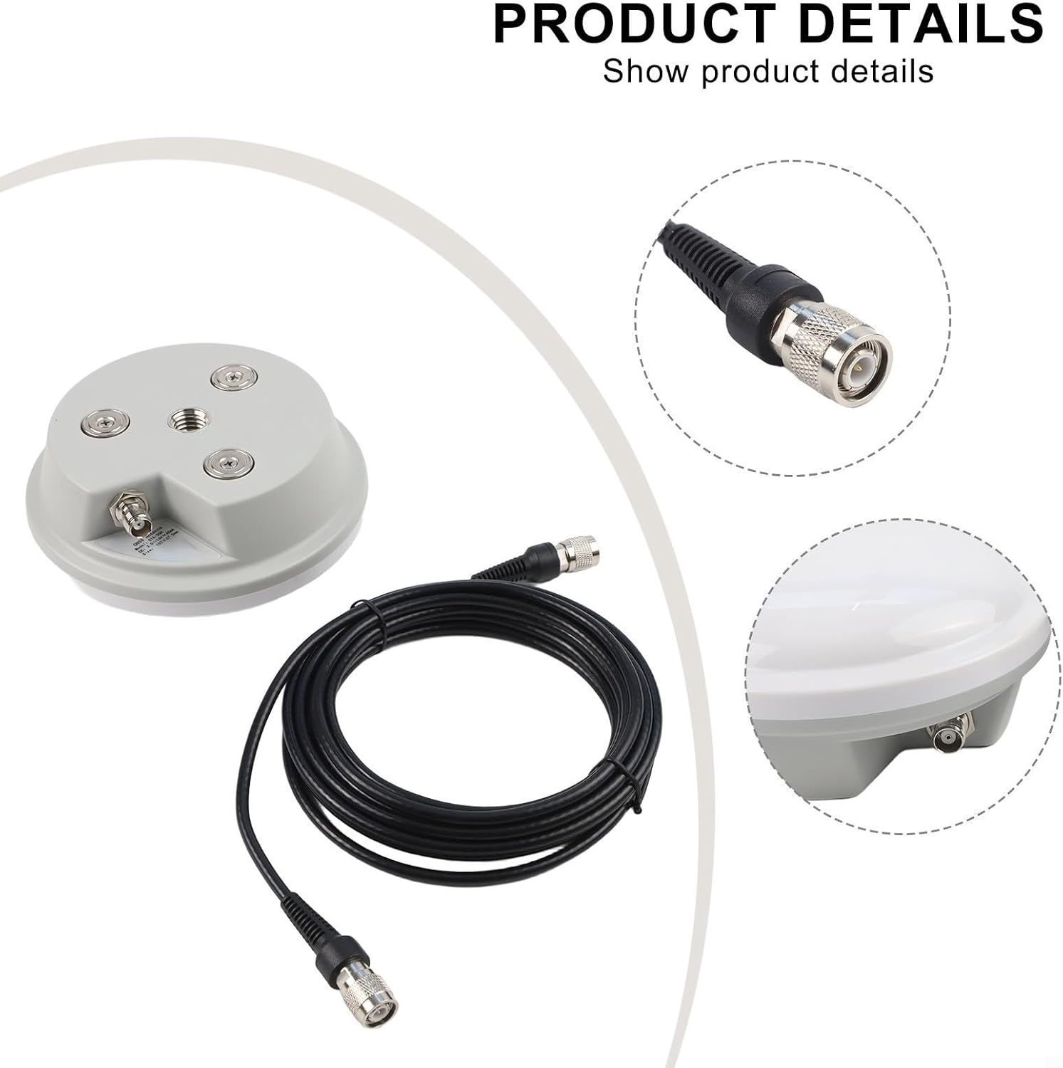 RichVibe GNSS Antenna AG-35H Four-Star Full-Frequency for GPS L1 L2 L5 Glonass BDS with Magnet Base for Car Roof Agricultural Mapping Surveying Receiver(TNC-TNC)