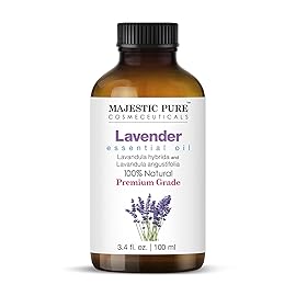 Majestic Pure Essential Oil with Glass Dropper - 100% Pure and Natural - Essential Oils for Diffuser, Aromatherapy, Soap and Candle Making, Lavender Essential Oil, Lavender Oil, 3.4 Fl Oz