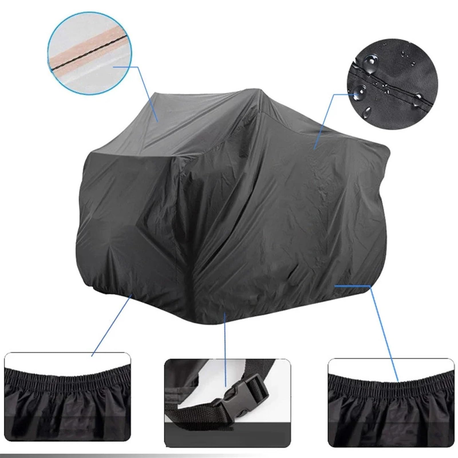 M/L/XL/XXL/XXXL Quad Bike ATV Cover 190T 210D Motorcycle Cooter Kart Beach Motorbike Covers(XXX-Large)