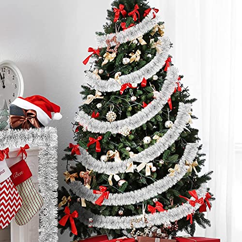 26.2 Feet Christmas Tinsel Garland, Holiday Tinsel Garland For Christmas,Halloween, Birthday, Weddings, Party Decorations (White) #TOP3