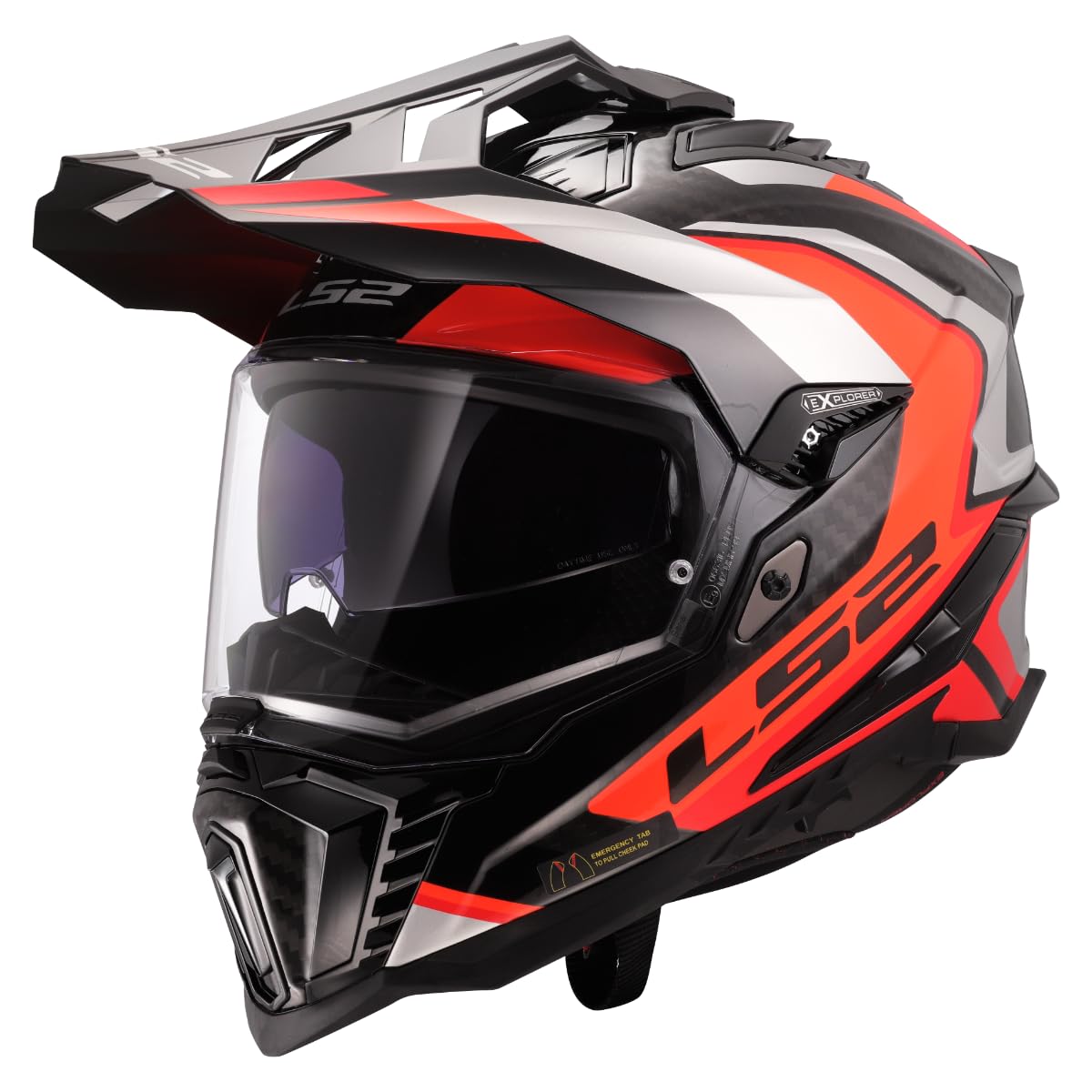 LS2, Casco Moto Cross EXPLORER CARBON FRONTIER II Gloss Orange
