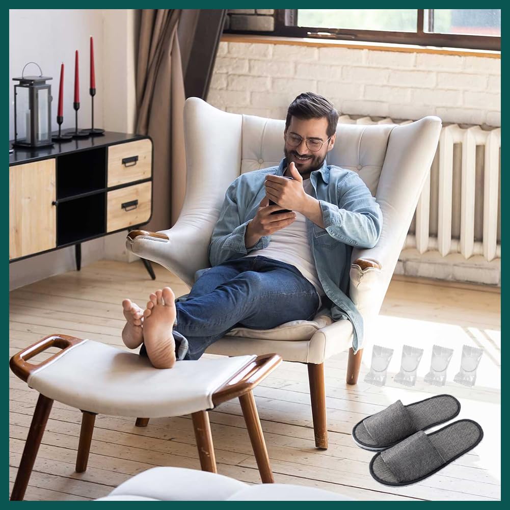 Pantofole Usa e Getta - 4 Paia Per Hotel, Ospiti, Spa, Casa, Viaggio - Unisex Portatili Antiscivolo