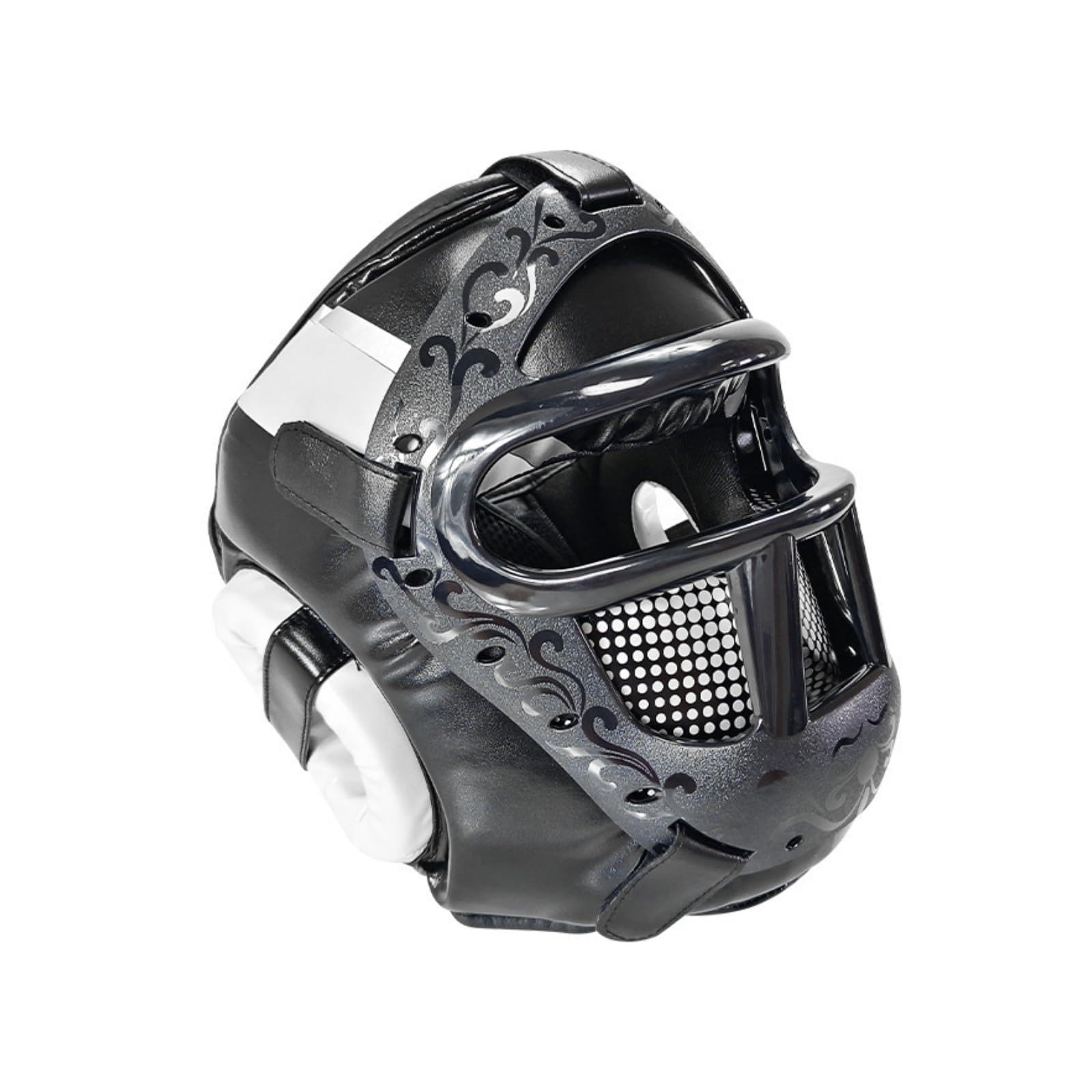 Casco de Artes Marciales Casco Protector Guantilla de Sparring con Rejilla Acolchado Completo con Absorción de Impactos Material Plástico Acero PU EVA