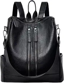 Mochila Feminina de Couro Sintético Casual Bolsa de Viagem