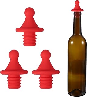 sourcing map Tapones de vino de silicona con forma de techo, reutilizables, herméticos, a prueba de fugas, ahorrador de licor con tapón de botella de cerveza para bar, fiesta de vacaciones, color rojo