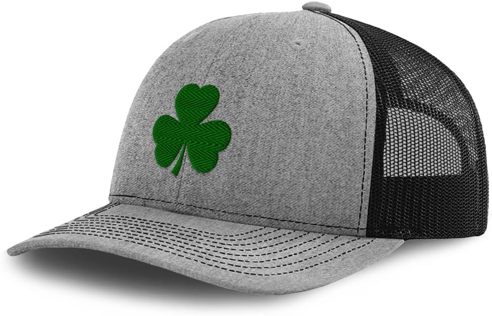 Richardson Mesh Cap Hat Embroidered Shamrock Irish Ireland St Patrick's Trucker Hats for Men & Women