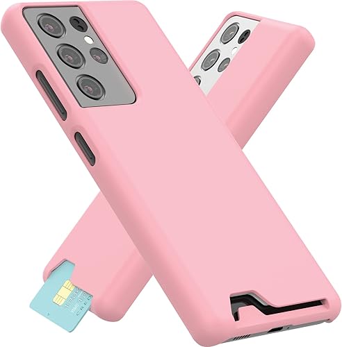 Miniatura 1 de JUST4YOU Carcasa rígida delgada para Samsung Galaxy S21 Ultra con tarjetero (azul mate) CS_HD_CD_GS21U_BL