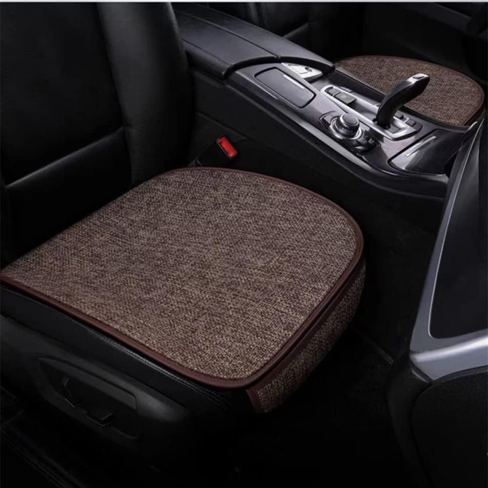 Car Seat Cover, Cushion Pad Mat Protector for Auto, Universal for Sedan Hatchback SUV, Car Interior Accessories - Linen/Flax - 2 Front & 1 Rear Seat Cover