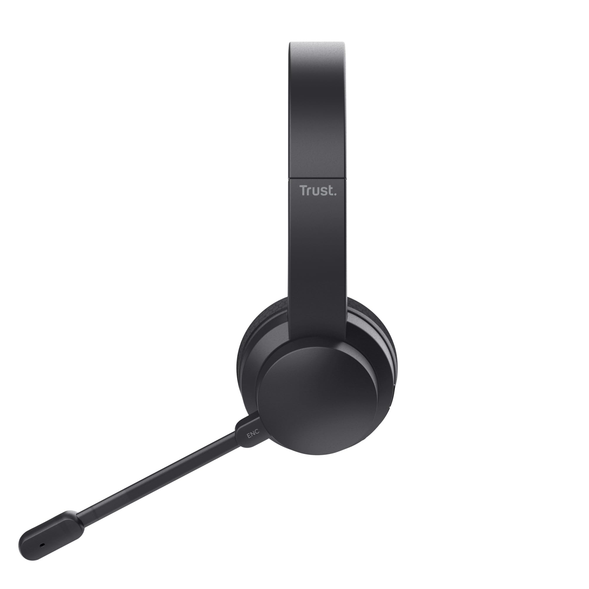 Trust Roha II Cuffie Wireless Bluetooth con Microfono ENC Antirumore, Nero | On Ear, 85% di Plastica Riciclata, Auricolari Ricaricabile per Lavoro Casa e Ufficio Teams Zoom