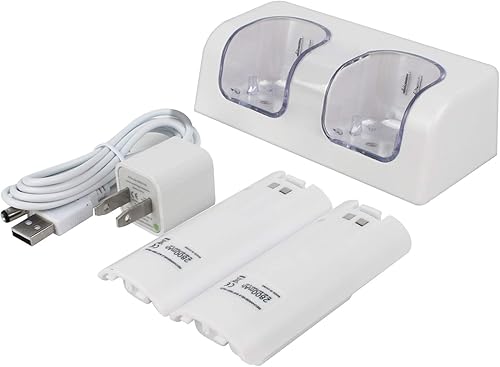Miniatura 2 de Kulannder Cargador de batería remoto Wii (cargador de pared USB gratuito+cable alargado) Base de carga dual con dos baterías de capacidad recargable