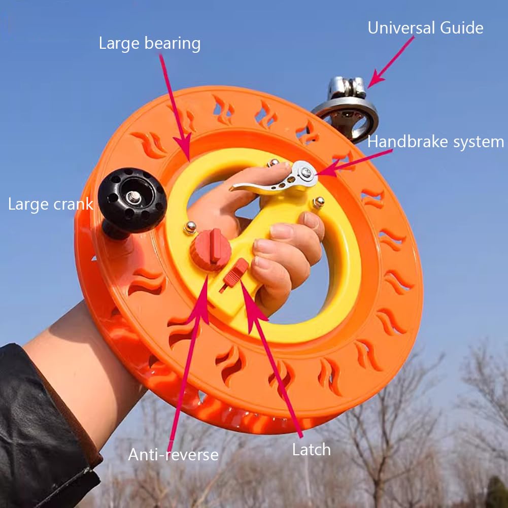 KK-GAL Kite String Reel, Professional Kite String Spool, Easy to Use Kite String Reel, ABS Plastic Kite String Reel, Winding Reel Grip Wheel Outdoor Flying Tools, Kite Accessories,Yellow 24cm