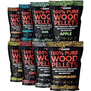 Kona Wood Pellets All Variety Pack, Intended for Ninja Woodfire Outdoor Grill, 8, 1lb Resealable Bags