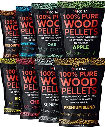 Kona Wood Pellets All Variety Pack, Intended for Ninja Woodfire Outdoor Grill,...