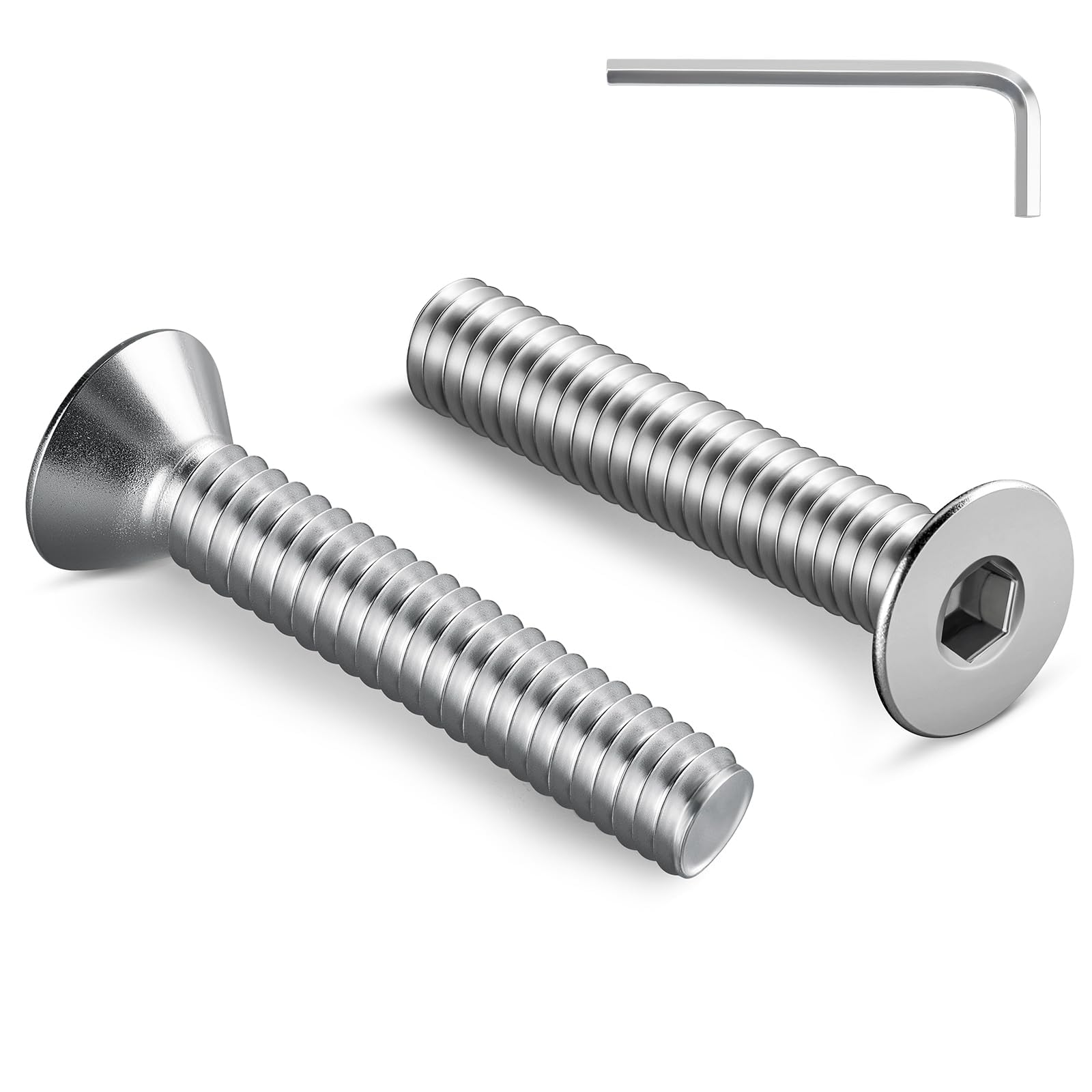 Wavanta 10Pcs M6 Bolts, M6 X 50mm Countersunk Bolts Screws, Flat Head Socket Cap Screws, 304 Stainless Steel, Full Thread