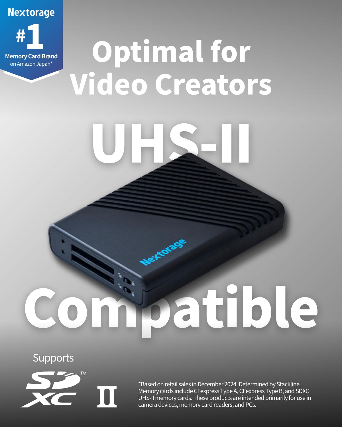 Nextorage Giappone SD Dual Slots Lettore di Schede UHS-I & UHS-II Compatibile USB 10Gbps USB3.2 Gen2 Interruttore di Protezione da Scrittura Equiped NX-DF1CL