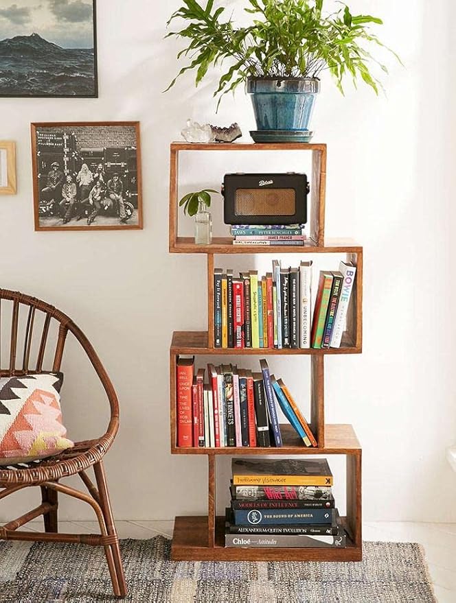 SHRI MINTU'S ART Sheesham Wood Corner Ladder Shelf for Living Room