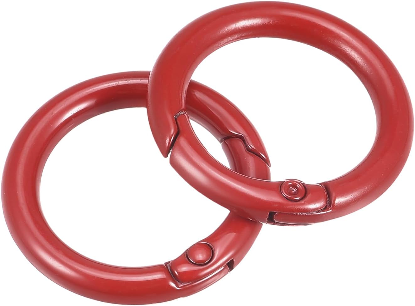 METALLIXITY Trigger Spring O Rings (27mm/ 1.06") 4 Pcs, Round Snap Buckle Hook Clips - for Hanging Crafts or Decorations, Red