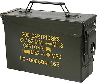30 Cal Ammo Storage Can (3 Pack) – Carbon Steel & Aluminum Metal Ammo Boxes for Storage - Lockable Gear Box w/ Hinged Lid, Tension clamp & Carrying Handle - Robust Ammo Case for Outdoor Activities - Ammo Can Man