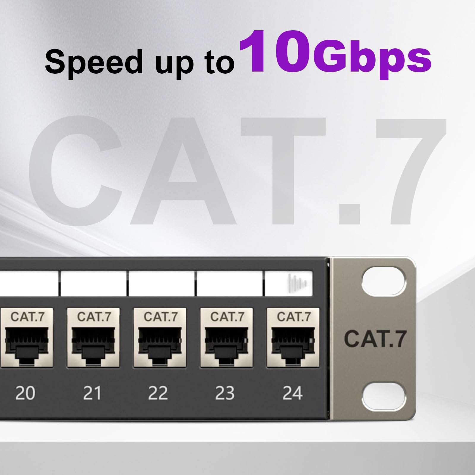 Pannello patch Cat7 a 24 porte, montaggio a rack da 19", 1U schermato (STP) Keystone Patch Panel con 12 inserti modulo Keystone, 10 Gbps, 600 MHz, compatibile con Cat6/Cat5e, nero