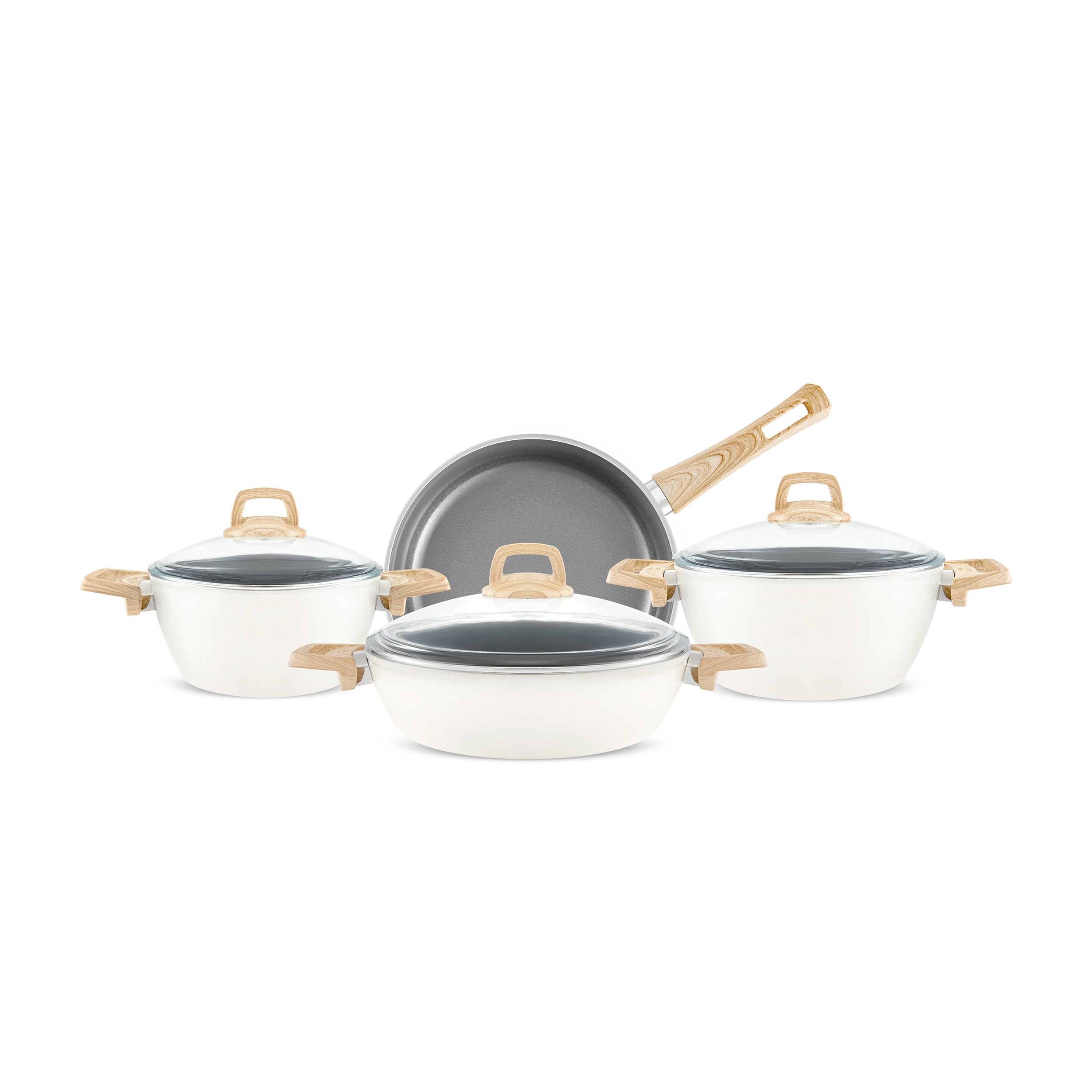 Karaca Swiss Crystal Almond Cream Batterie De Cuisine Induction 7