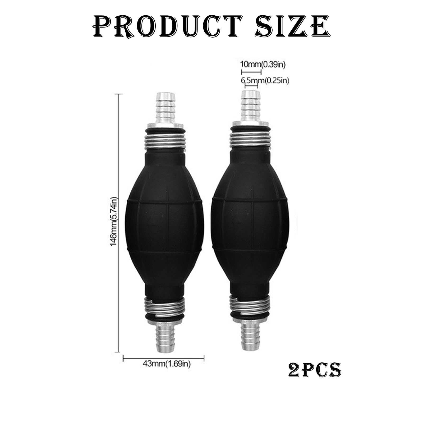 2 Pièces Amorceur Essence/Diesel 10mm,Poire Amorcage Gasoil | Poire Amorcage En Caoutchouc,10mm Pompe à Main Pour Carburant Diesel,Pour Transférer Gaz,Essence,Eau Et Liquides