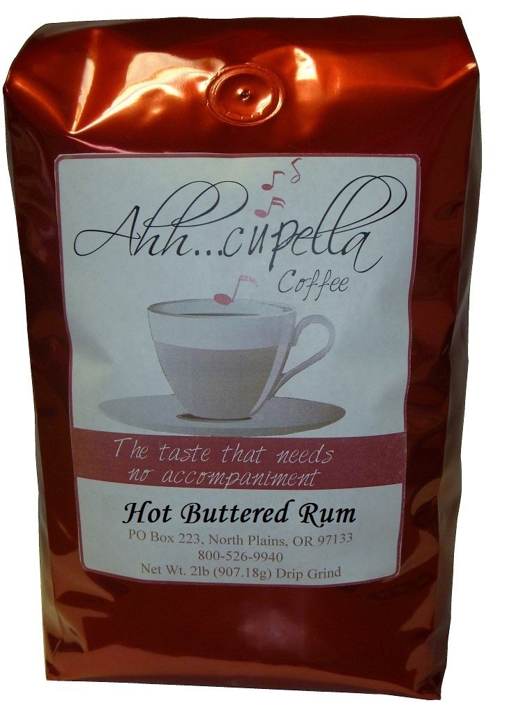 Ahh.Cupella Premium Gourmet Hot Buttered Rum Flavored Ground Coffee, 32oz bag