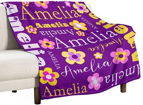 Miniatura 2 de Mantas personalizadas con nombre para niños y adultos, manta de bebé personalizada para niños y niñas, manta personalizada con nombre, 50 x 60