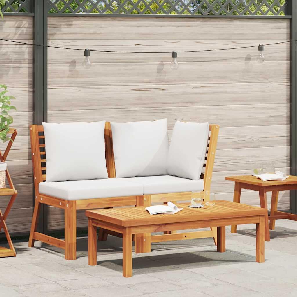vidaXL 3-Piece Patio Lounge Set - Vintage Design Solid Acacia Wood Construction with Cream Cushion - Adjustable Configuration for Garden and Patio Furniture