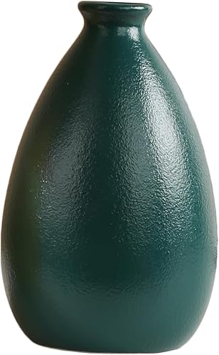 -Florero de cerámica, jarrón verde oscuro para decoración del hogar, jarrón seco de estilo moderno, comedor, dormitorio, oficina..