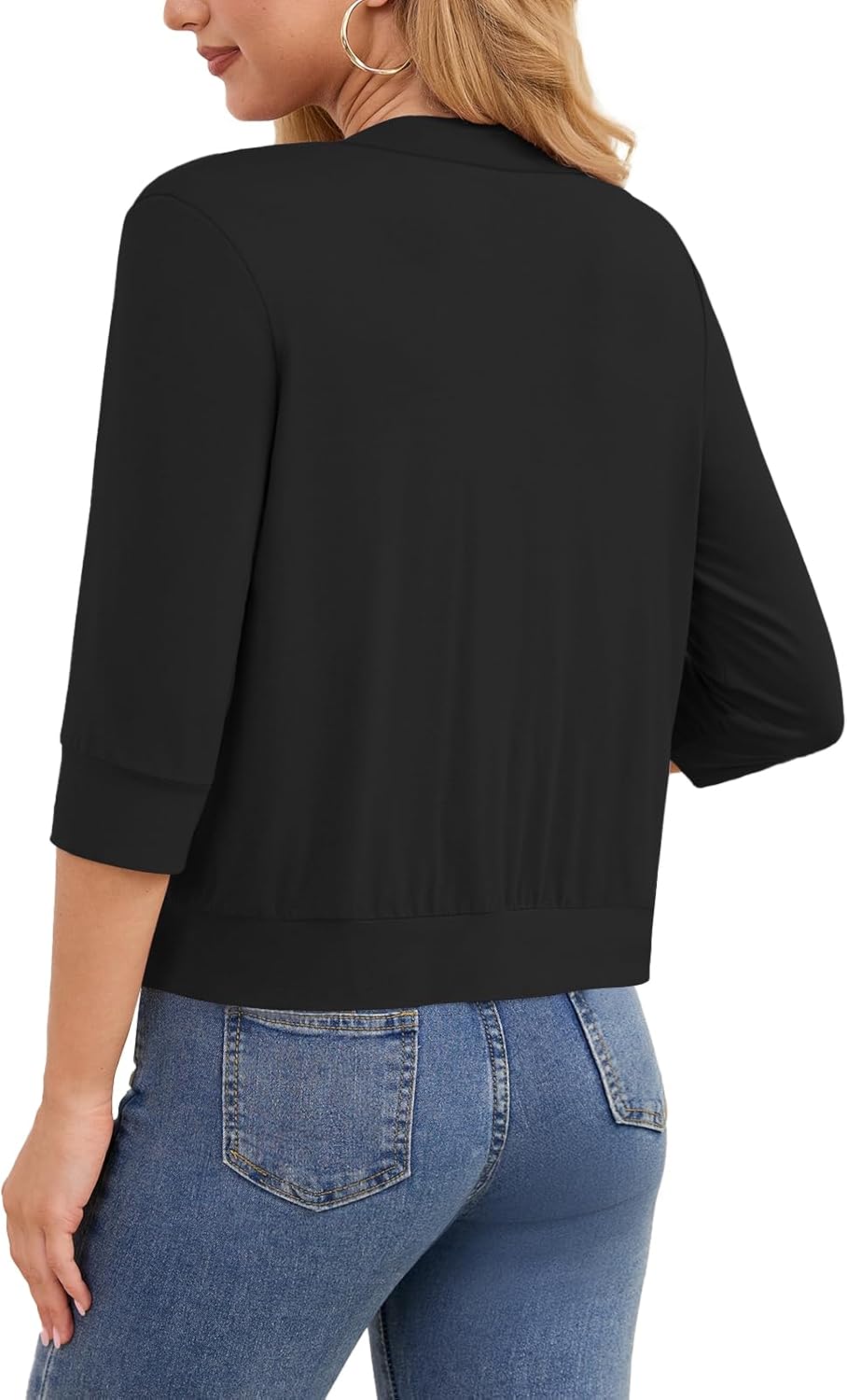 DouBCQ Shrugs for Women 3/4 Sleeve Cropped Cardigan Open Front Lightweight Bolero - Image 3