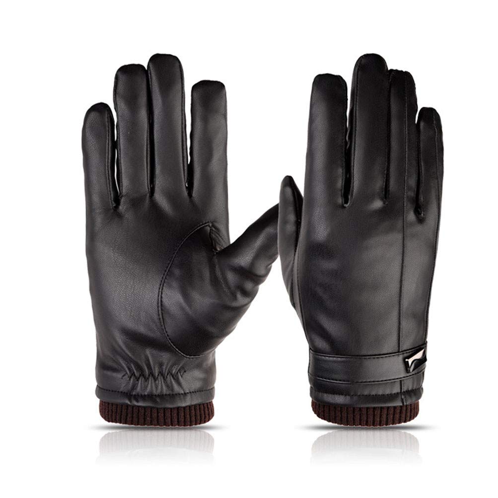 DaMuZ Men's Winter Warm Leather Gloves Touchscreen Gloves Thick And Velvet Waterproof And Windproof Warm Gloves For Cycling, Outdoor Sports, Length 24cm Palm Circumference 22cm