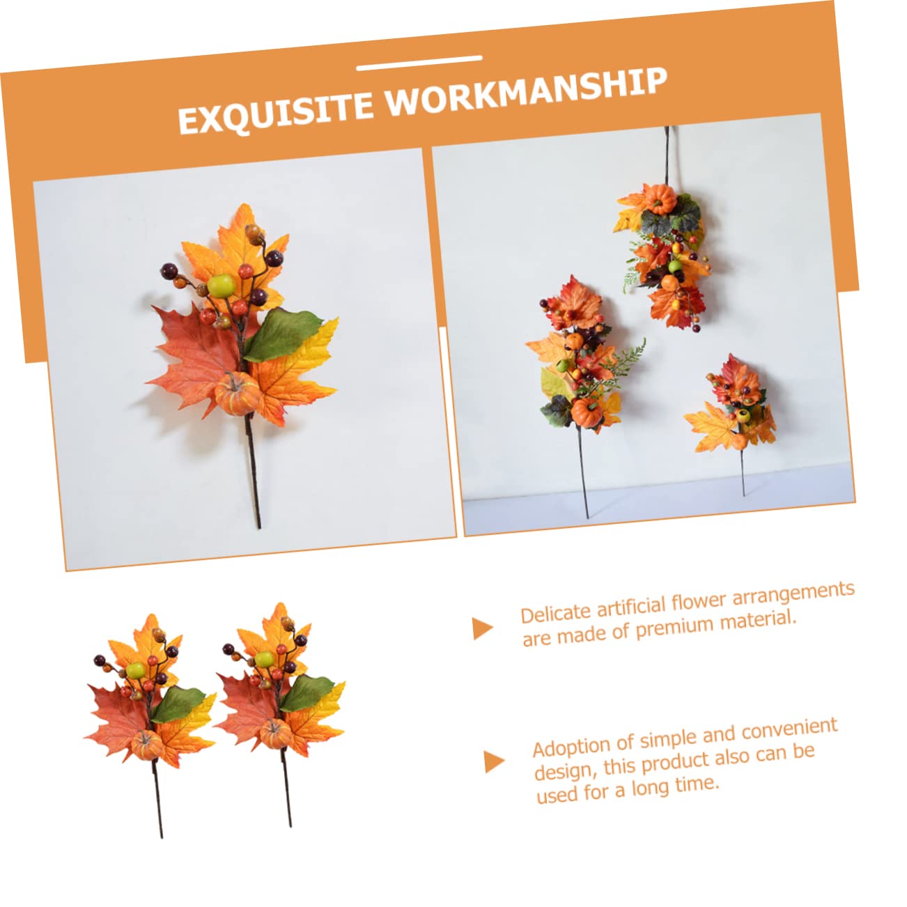 Alipis 8stücke Künstliche Herbstblätter Mit Kürbis Und Beeren Dekoration Für Erntedankfest Und Halloween Für Tischarrangements Und -Bouquets Herbstliche Atmosphäre Für Zuhause