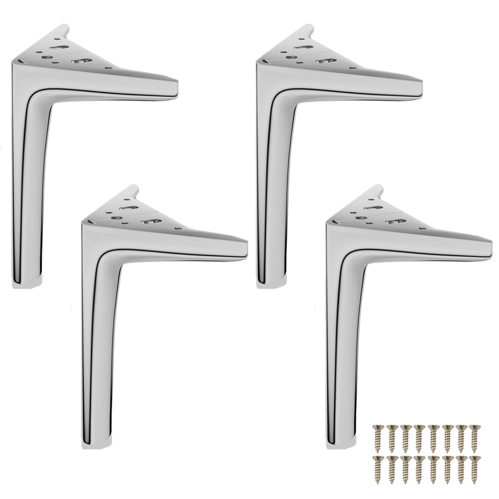 GHHVFEC Heavy-Duty Metal Sofa Legs, Triangle Replacement Feet for Couch, Cabinet, Wardrobe, Nightstand - Includes Screws, Stylish Silver Finish - Set of 4