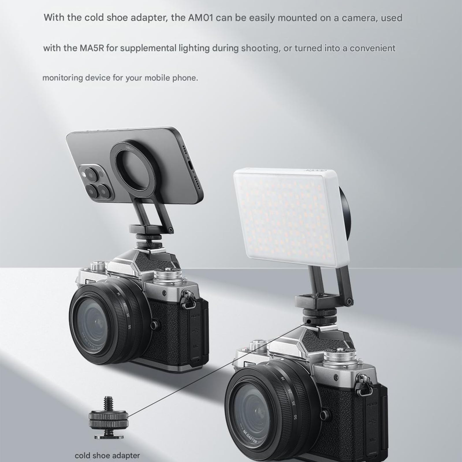 Soporte plegable para teléfonos para configuraciones sencillas con adaptador de zapata fría para fotógrafos que buscan flexibilidad, comodidad, soporte plegable para teléfono
