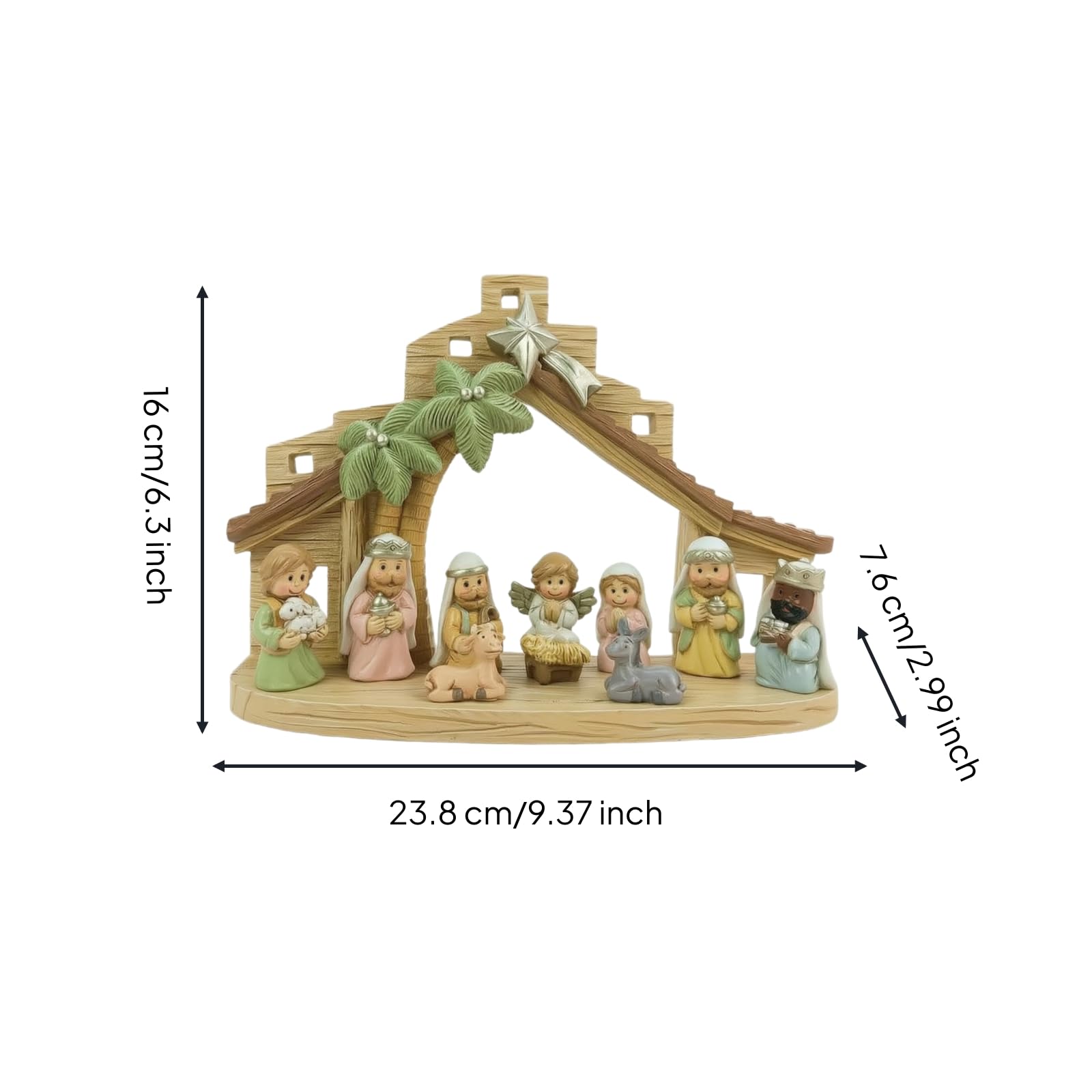 rockible 11 Pièces Crèche avec Étable Décorative | Peinte à la Main, Rustique, Décoration, Collectionneurs