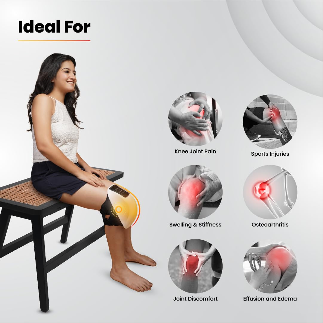 UltraCare PRO UNIQ Knee Massager - 1 Year Warranty - Joint & Muscle Pain Relief - Heat, Vibration, Infrared & Laser Therapies - Rechargeable - Arthritis Massager - Portable & Lightweight