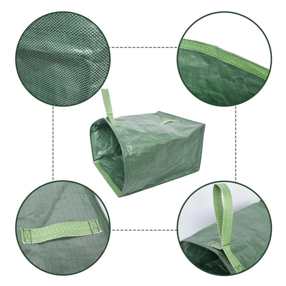 Bolsas de basura de jardín de gran capacidad, bolsas de almacenamiento de hojas verdes resistentes para arena de jardín, contenedor reutilizable de recogida de hojas caducas con integración de