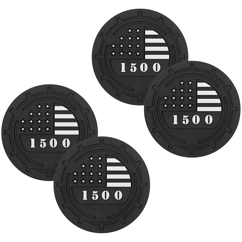 Kit de porta-copos para Dodge Ram 1500 em silicone com estampa de bandeira dos EUA branca smnuxwm, 4 peças
