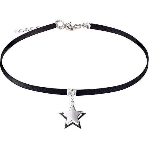 FJ Black Leather Choker Necklace for Women