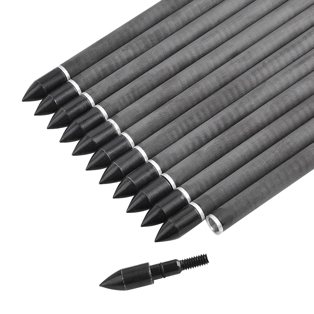 Lot De 6/12 Flèches Carbone Pour Arbalète 20/22 Pouces - Empennes Caoutchouc 4'' - Chasse