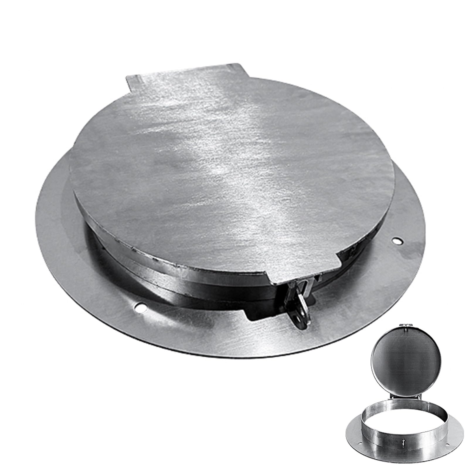 Tapa Arqueta y Marco Inoxidable, Tapa de Fosa Séptica Empotrada, Tapas de Inspección Metálica Redonda para Tanque Séptico de Concreto y Patio(70 * 70 * 5cm/27.6 * 27.6 * 2.0in)