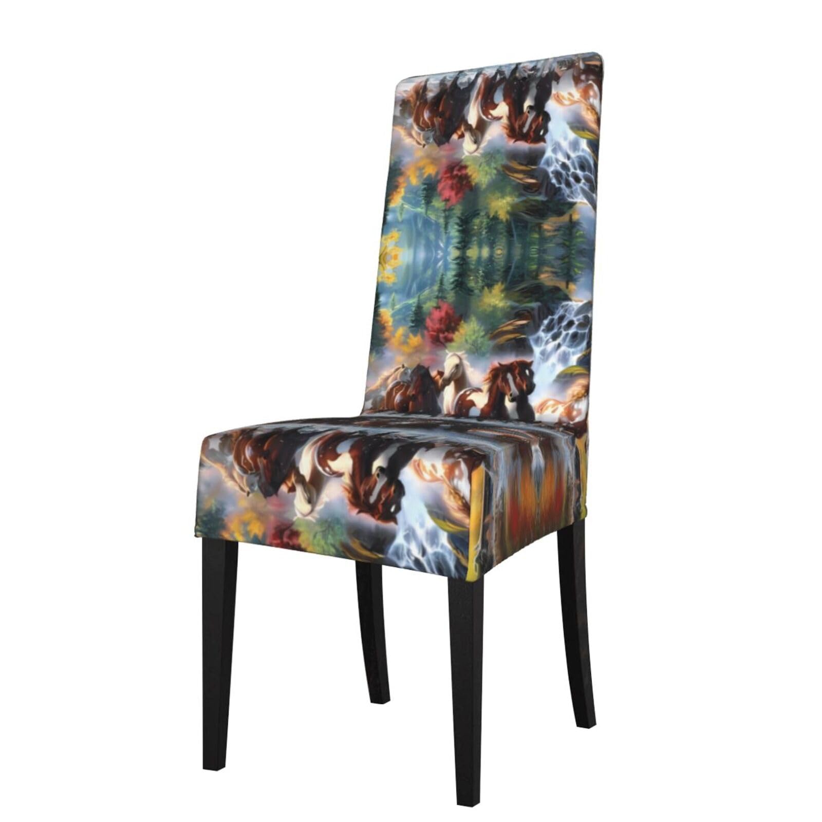 YYHWHJDE Horses Prints Protection Cover for Dining Chair – Stretchable Slipcovers for a Refreshing Dining Room Makeover