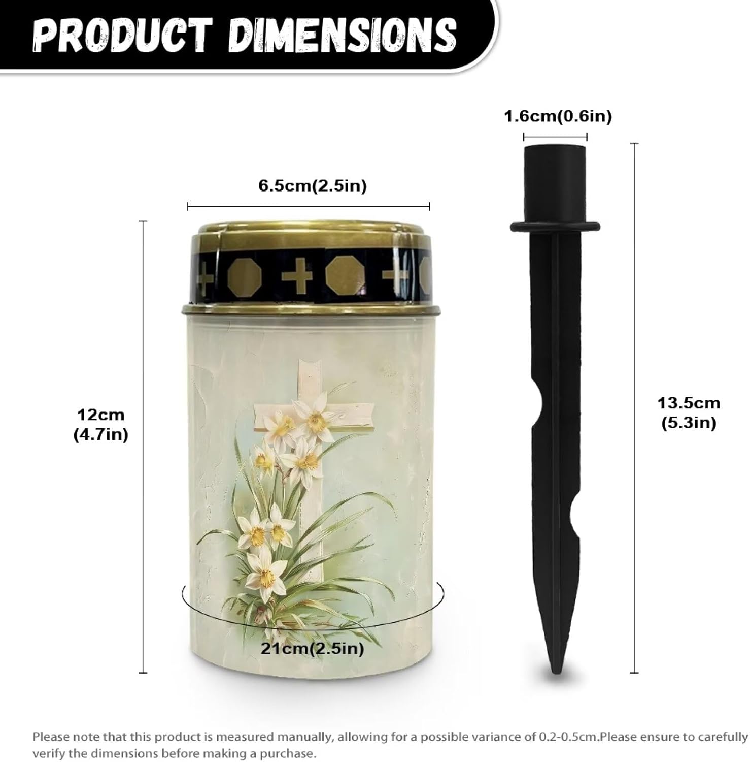 Cross and Floral Cemetery Solar Lights - Waterproof LED Solar Lamp - Flameless Candle - Grave Decorations - Night Light for Outdoor