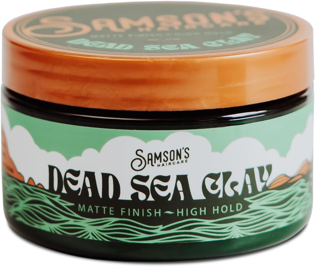 SAMSON'S HAIRCARE Dead Sea Hair Styling Clay, Nourishing and Revitalizing Hair, With Black Hawaiian Sea Salt, High Hold, Ultra-Matte Finish, 4 oz.