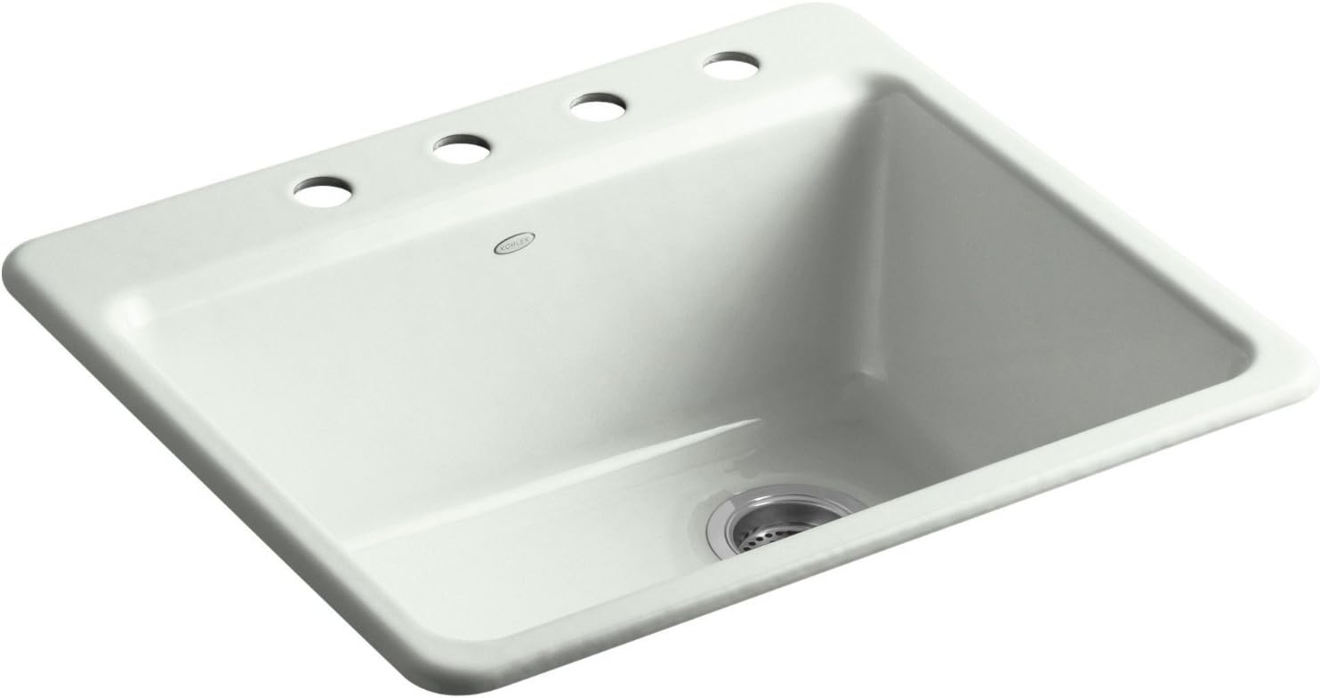 Kohler 5872-4A1-FF Riverby® 25" top-mount single-bowl kitchen sink, Sea Salt