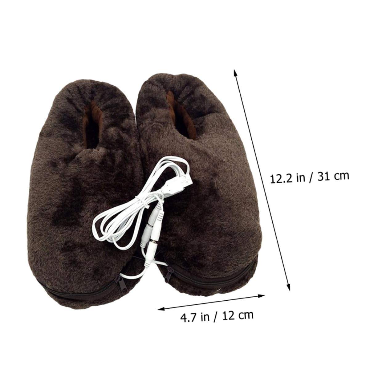 Scarpe Riscaldanti Elettriche 1 Paio Marrone USB in Peluche per Casa | Riscaldamento Rapido e Tenuta Termica, Forma Grande, Stile Adorabile, per Dormitorio e Casa