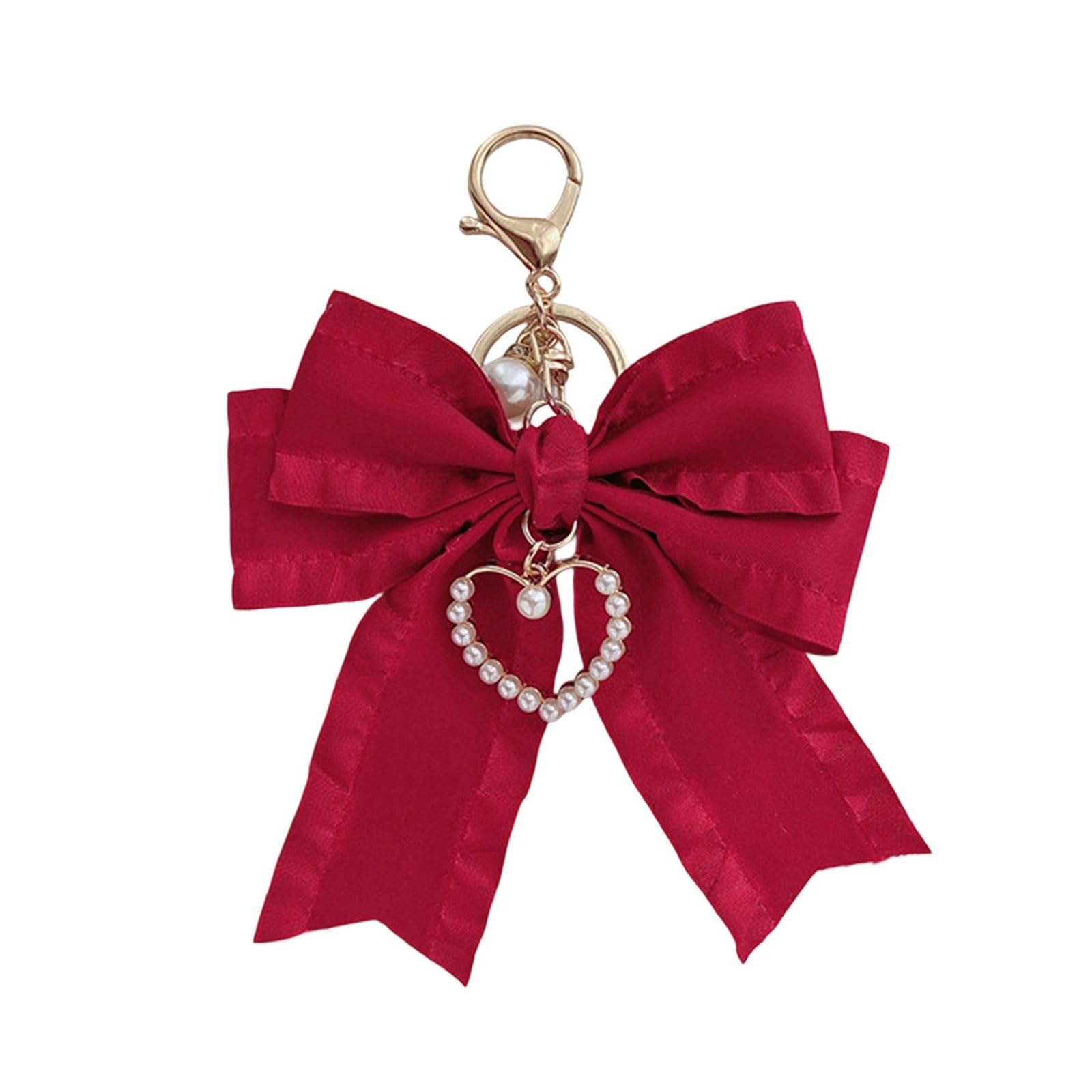 Tsophreniq Bowknot Purse Pendant Keychain Charm for Women Pearls Bag Accessory Cuteness Handbag and Backpack Decoration Bowknot Purse Keychain