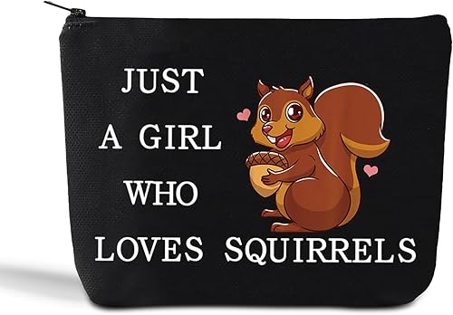 LEVLO Divertida bolsa de cosméticos de ardilla, regalo para amantes de los animales, solo una chica que ama las ardillas, bolsa de maquillaje con